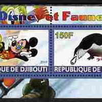 Djibouti 2010 Disney & Fauna #2 perf sheetlet containing 2 values unmounted mint