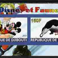 Djibouti 2010 Disney & Fauna #2 imperf sheetlet containing 2 values unmounted mint