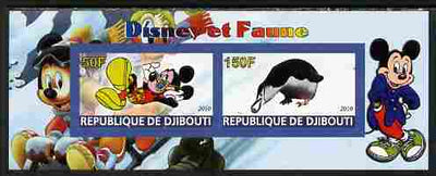 Djibouti 2010 Disney & Fauna #2 imperf sheetlet containing 2 values unmounted mint