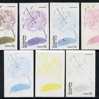 Eynhallow 1974 Flowers #01 - 5p (Lilium Speciosum) set of 7 imperf progressive colour proofs comprising the 4 individual colours plus 2, 3 and all 4-colour composites unmounted mint