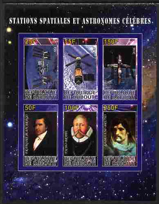 Djibouti 2010 Space Stations & Astronomers imperf sheetlet containing 6 values unmounted mint