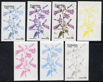 Eynhallow 1974 Flowers #01 - 15p (Campanula Alaris) set of 7 imperf progressive colour proofs comprising the 4 individual colours plus 2, 3 and all 4-colour composites unmounted mint