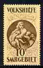 Saar 1928 Christmas Charity 10f Raphael forgery/reprint unmounted mint as SG 134, original cat £400