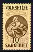 Saar 1928 Christmas Charity 10f Raphael forgery/reprint unmounted mint as SG 134, original cat £400