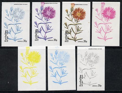 Eynhallow 1974 Flowers #01 - 20p (Mesembryanthemum) set of 7 imperf progressive colour proofs comprising the 4 individual colours plus 2, 3 and all 4-colour composites unmounted mint