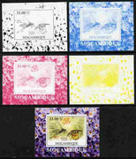 Mozambique 2009 William Kirby Butterflies & Insects #2 individual deluxe sheetlet - the set of 5 imperf progressive proofs comprising the 4 individual colours plus all 4-colour composite, unmounted mint