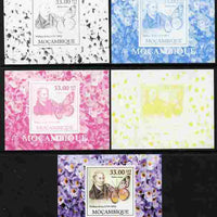 Mozambique 2009 William Kirby Butterflies & Insects #4 individual deluxe sheetlet - the set of 5 imperf progressive proofs comprising the 4 individual colours plus all 4-colour composite, unmounted mint