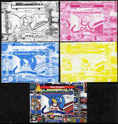 Mali 2010 Olympic Games - Disney Club Penguin #4 individual deluxe sheetlet - the set of 5 imperf progressive proofs comprising the 4 individual colours plus all 4-colour composite, unmounted mint