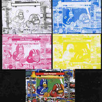 Mali 2010 Olympic Games - Disney Club Penguin #5 individual deluxe sheetlet - the set of 5 imperf progressive proofs comprising the 4 individual colours plus all 4-colour composite, unmounted mint