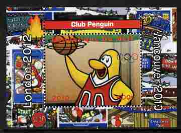 Mali 2010 Olympic Games - Disney Club Penguin #7 individual perf deluxe sheetlet unmounted mint. Note this item is privately produced and is offered purely on its thematic appeal