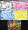 Mali 2010 Olympic Games - Disney Club Penguin #7 individual deluxe sheetlet - the set of 5 imperf progressive proofs comprising the 4 individual colours plus all 4-colour composite, unmounted mint