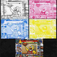 Mali 2010 Olympic Games - Disney Club Penguin #7 individual deluxe sheetlet - the set of 5 imperf progressive proofs comprising the 4 individual colours plus all 4-colour composite, unmounted mint