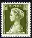 Monaco 1957 Princess Grace 2f olive-green unmounted mint SG 587