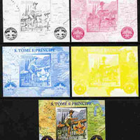 St Thomas & Prince Islands 2010 Centenary of Scouting in America #1 individual deluxe sheetlet - the set of 5 imperf progressive proofs comprising the 4 individual colours plus all 4-colour composite, unmounted mint