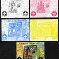 St Thomas & Prince Islands 2010 Centenary of Scouting in America #4 individual deluxe sheetlet - the set of 5 imperf progressive proofs comprising the 4 individual colours plus all 4-colour composite, unmounted mint