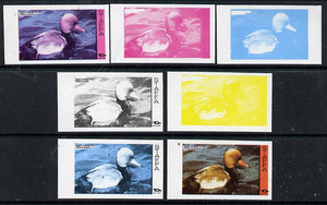 Staffa 1974 Water Birds #01 Pochard 10p set of 7 imperf progressive colour proofs comprising the 4 individual colours plus 2, 3 and all 4-colour composites unmounted mint