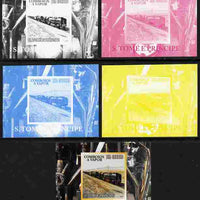 St Thomas & Prince Islands 2010 African Steam Trains #4 individual deluxe sheetlet - the set of 5 imperf progressive proofs comprising the 4 individual colours plus all 4-colour composite, unmounted mint