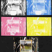 St Thomas & Prince Islands 2010 African Steam Trains #5 individual deluxe sheetlet - the set of 5 imperf progressive proofs comprising the 4 individual colours plus all 4-colour composite, unmounted mint