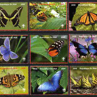 Mali 2010 Butterlies perf set of 9 values each with Scouts Logo, unmounted mint