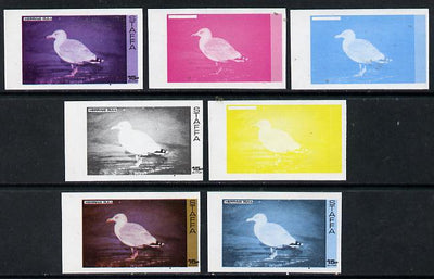 Staffa 1974 Water Birds #01 Herring Gull 15p set of 7 imperf progressive colour proofs comprising the 4 individual colours plus 2, 3 and all 4-colour composites unmounted mint