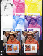 St Lucia 1986 Queen's 60th Birthday $8 m/sheet - the set of 8 imperf progressive proofs comprising 4 individual colours plus various composites including completed design, unmounted mint as SG MS 880