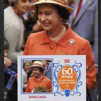 St Lucia 1986 Queen's 60th Birthday $8 imperf m/sheet unmounted mint as SG MS 880