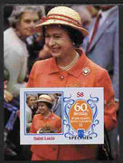 St Lucia 1986 Queen's 60th Birthday $8 imperf m/sheet overprinted SPECIMEN unmounted mint as SG MS 880