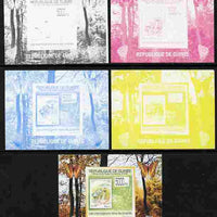 Guinea - Conakry 2009 Fungi on Stamps #3 individual deluxe sheetlet - the set of 5 imperf progressive proofs comprising the 4 individual colours plus all 4-colour composite, unmounted mint