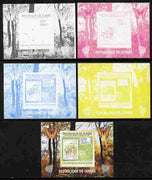 Guinea - Conakry 2009 Fungi on Stamps #3 individual deluxe sheetlet - the set of 5 imperf progressive proofs comprising the 4 individual colours plus all 4-colour composite, unmounted mint