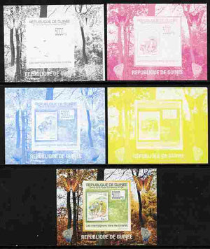 Guinea - Conakry 2009 Fungi on Stamps #3 individual deluxe sheetlet - the set of 5 imperf progressive proofs comprising the 4 individual colours plus all 4-colour composite, unmounted mint