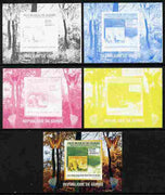 Guinea - Conakry 2009 Fungi on Stamps #4 individual deluxe sheetlet - the set of 5 imperf progressive proofs comprising the 4 individual colours plus all 4-colour composite, unmounted mint