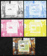 Guinea - Conakry 2009 Fungi on Stamps #6 individual deluxe sheetlet - the set of 5 imperf progressive proofs comprising the 4 individual colours plus all 4-colour composite, unmounted mint