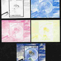 St Thomas & Prince Islands 2010 Butterflies #1 individual deluxe sheetlet - the set of 5 imperf progressive proofs comprising the 4 individual colours plus all 4-colour composite, unmounted mint