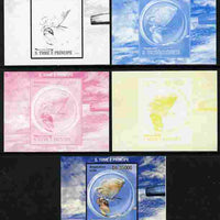 St Thomas & Prince Islands 2010 Butterflies #5 individual deluxe sheetlet - the set of 5 imperf progressive proofs comprising the 4 individual colours plus all 4-colour composite, unmounted mint