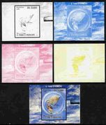 St Thomas & Prince Islands 2010 Butterflies #5 individual deluxe sheetlet - the set of 5 imperf progressive proofs comprising the 4 individual colours plus all 4-colour composite, unmounted mint