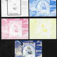 St Thomas & Prince Islands 2010 Butterflies #6 individual deluxe sheetlet - the set of 5 imperf progressive proofs comprising the 4 individual colours plus all 4-colour composite, unmounted mint