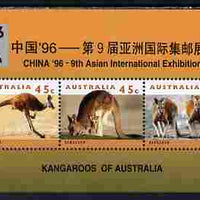 Australia 1996 China '96 Stamp Exhibition m/sheet containing 3 x Kangaroo stamps unmounted mint, SG MS 1626