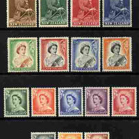 New Zealand 1953-59 QEII definitive set complete 16 values 1/2d to 10s very lightly mounted mint SG 723-36