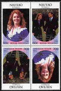 Tuvalu - Niutao 1986 Royal Wedding (Andrew & Fergie) 60c with 'Congratulations' opt in silver in unissued perf tete-beche block of 4 (2 se-tenant pairs) unmounted mint from Printer's uncut proof sheet
