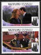 Tuvalu - Vaitupu 1986 Royal Wedding (Andrew & Fergie) $1 with 'Congratulations' opt in gold se-tenant pair unmounted mint from Printer's uncut proof sheet