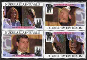 Tuvalu - Nukulaelae 1986 Royal Wedding (Andrew & Fergie) $1 with 'Congratulations' opt in gold in unissued perf tete-beche block of 4 (2 se-tenant pairs) unmounted mint from Printer's uncut proof sheet