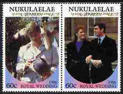 Tuvalu - Nukulaelae 1986 Royal Wedding (Andrew & Fergie) 60c with 'Congratulations' opt in gold se-tenant pair with overprint inverted unmounted mint from Printer's uncut proof sheet