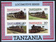 Tanzania 1986 Railways imperf m/sheet (as SG MS 434) overprinted 'AMERIPEX '86' in black, unmounted mint