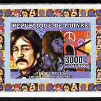 Guinea - Conakry 2006 The Beatles individual imperf deluxe sheet #2 containing 1 value (John Lennon) unmounted mint. Note this item is privately produced and is offered purely on its thematic appeal as Yv 356