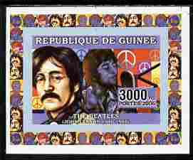 Guinea - Conakry 2006 The Beatles individual imperf deluxe sheet #2 containing 1 value (John Lennon) unmounted mint. Note this item is privately produced and is offered purely on its thematic appeal as Yv 356