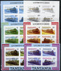 Tanzania 1986 Locomotives m/sheet (as SG MS 434) unmounted mint imperf set of 6 progressive colour proofs each with 'AMERIPEX 86' opt in gold