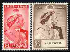 Sarawak 1948 KG6 Royal Silver Wedding set of 2 mounted mint SG165-6