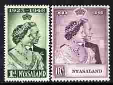 Nyasaland 1948 KG6 Royal Silver Wedding set of 2 mounted mint SG161-2