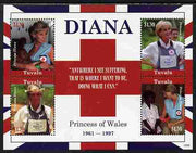 Tuvalu 2010 Princess Diana perf sheetlet containing 4 values unmounted mint