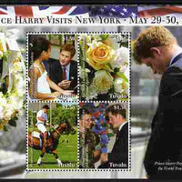 Tuvalu 2009 Prince Harry Visits New York perf sheetlet containing 4 values unmounted mint